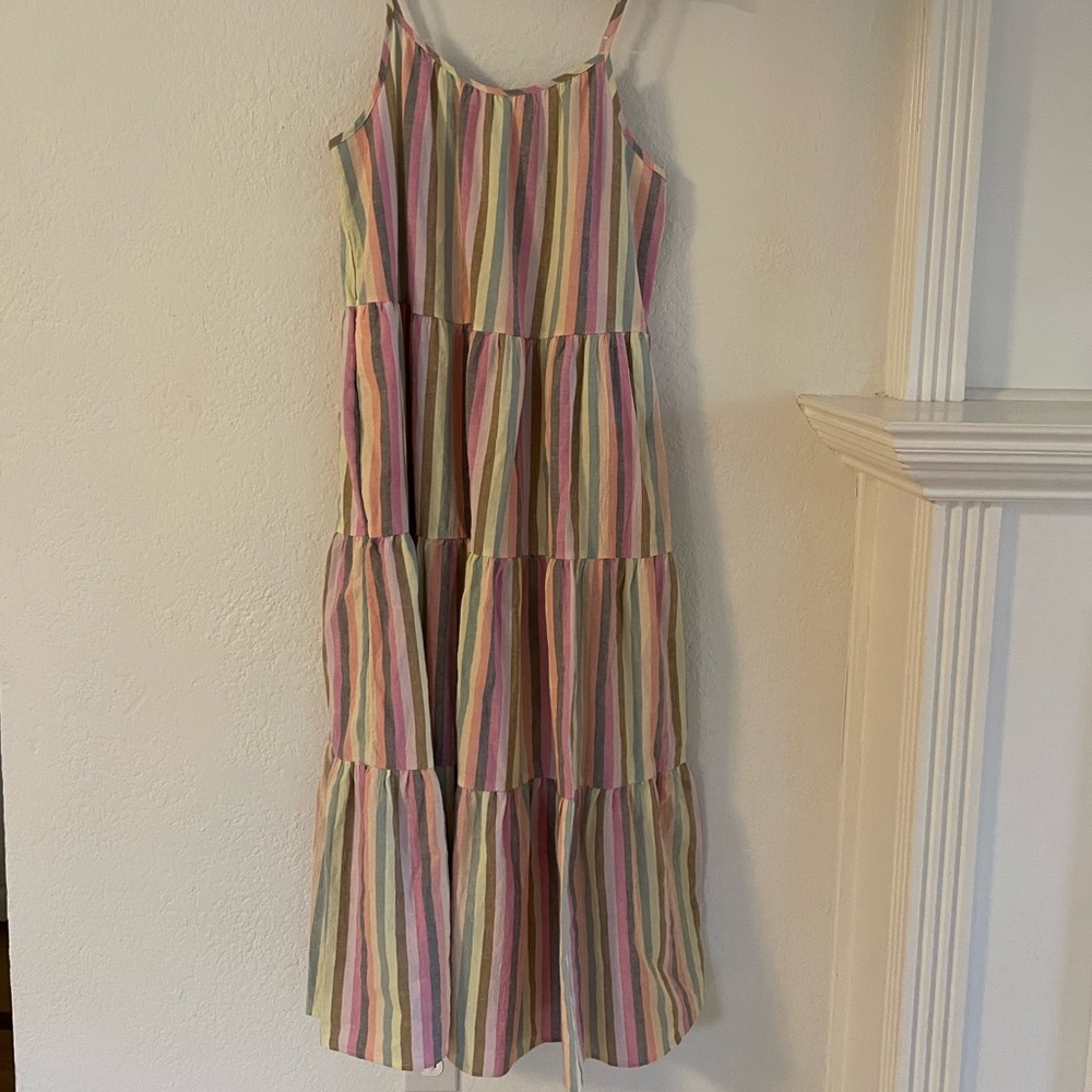 Universal Thread Target Pastel Rainbow Stripe Tiered Midi Dress